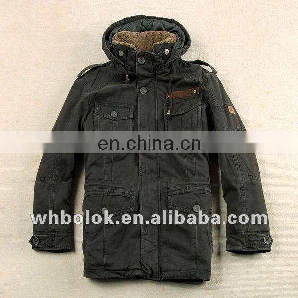 Winter very warm winter coat for men multi pockets washed cotton fleece lined blazer