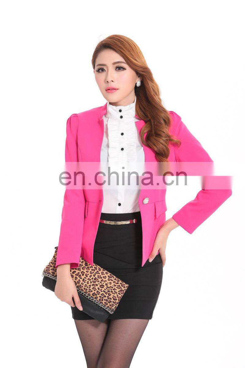 western style,long sleeve collarless slim formal suits for women