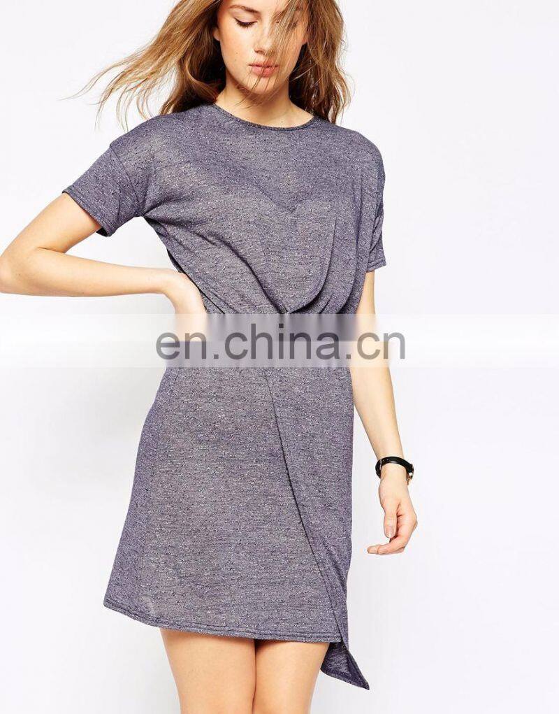 High quality front wrap dress designers dress in short sleeves