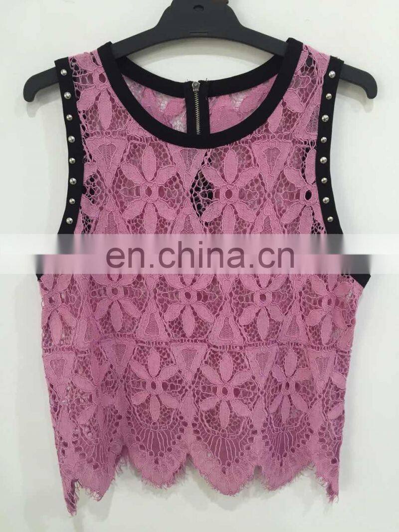 Spell color rivet full of bud silk women's vest