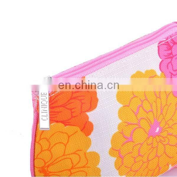 Wholesale printed canvas cosmetic bag with zipper