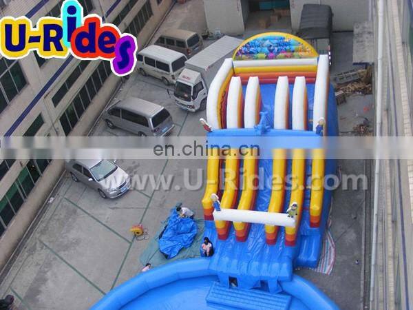 Funny Rainbow Giant Inflatable Water Parks Amusement Park Inflatable Water Slide For Sale