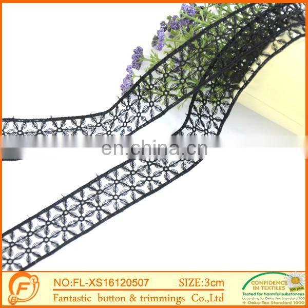 African Trimming laces Black Fabric Lace For Suit Dress