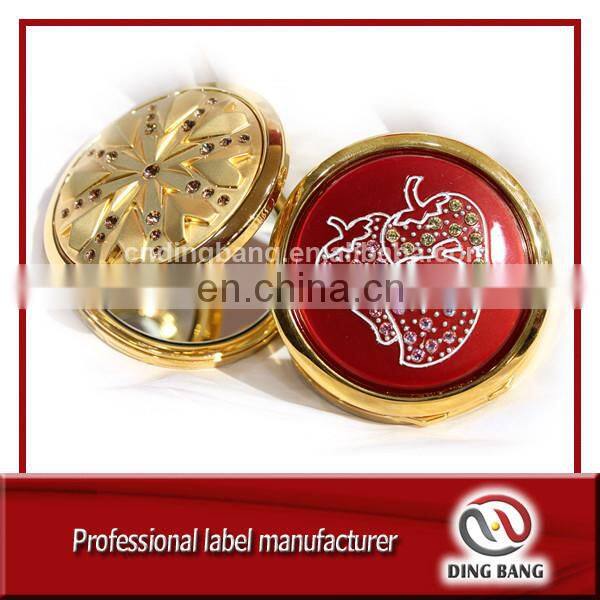 Wholesale Stock Type Stardard Size 70mm Promotion Cheap Custom Yellow Lovely Face Printed Eco-friendly Domed Cosmetic Mirror