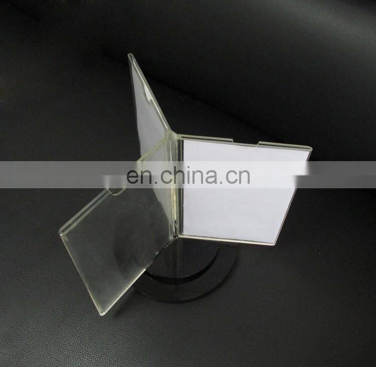 Made In China cheap 3 sides clear acrylic rotated menu holder for hotel and restaurant
