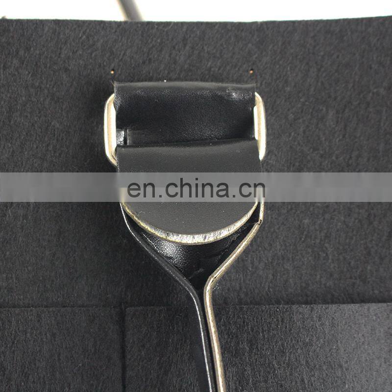 Double colors large size felt diaper caddy tote bag for fashion mother PU leather handle