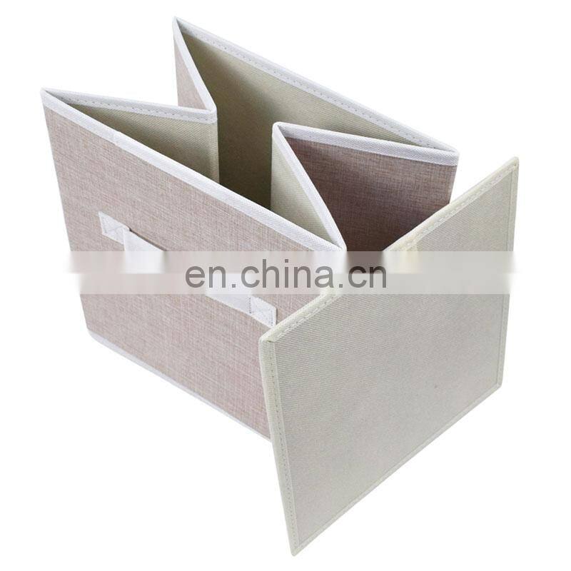 Customized household linen canvas cotton fabric home folding storage organizer box clothing with lid