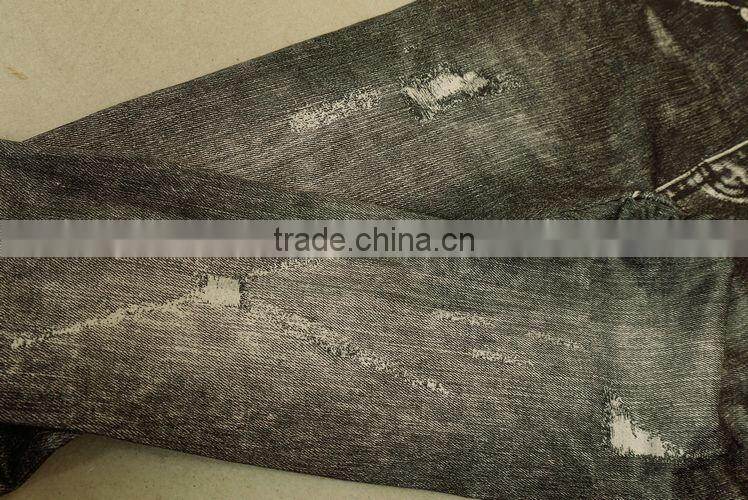 OEM Good Quality Breathable Women Fake Jeans Legging Pants for Women