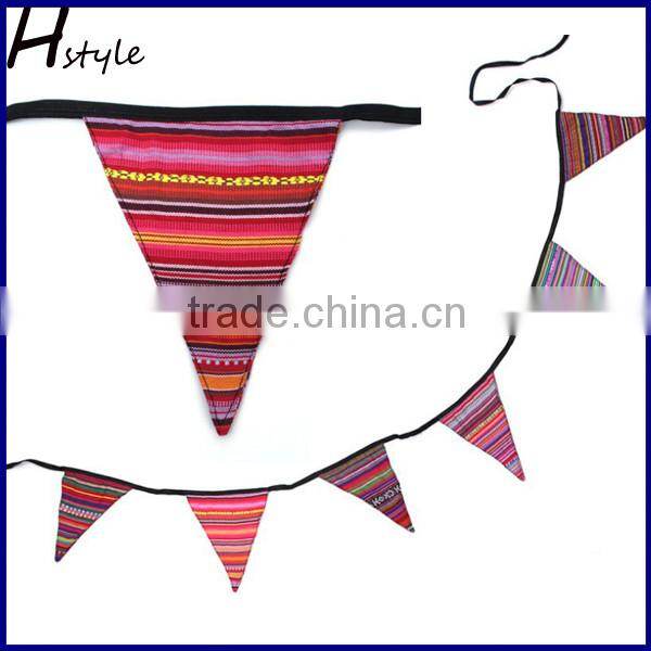 Red and White Star Dot Pattern Fabric Bunting 12 Flag Christening Baby Shower PL001