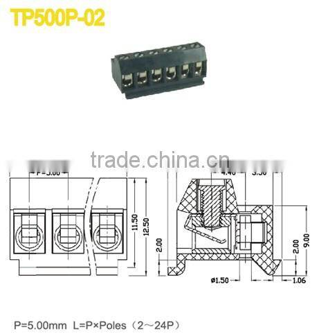 termin Block Female Plug-in / Pluggable Terminal Block Connector Pitch 5.00mm 2P-24P 300V 18A