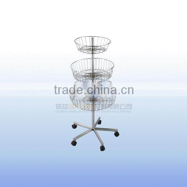 Metal wire display basket rack with stand