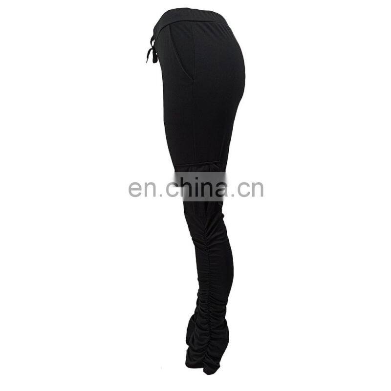 Amazon Hot 2021 European and American casual cotton blended skinny trousers flared mid-waist casual pants