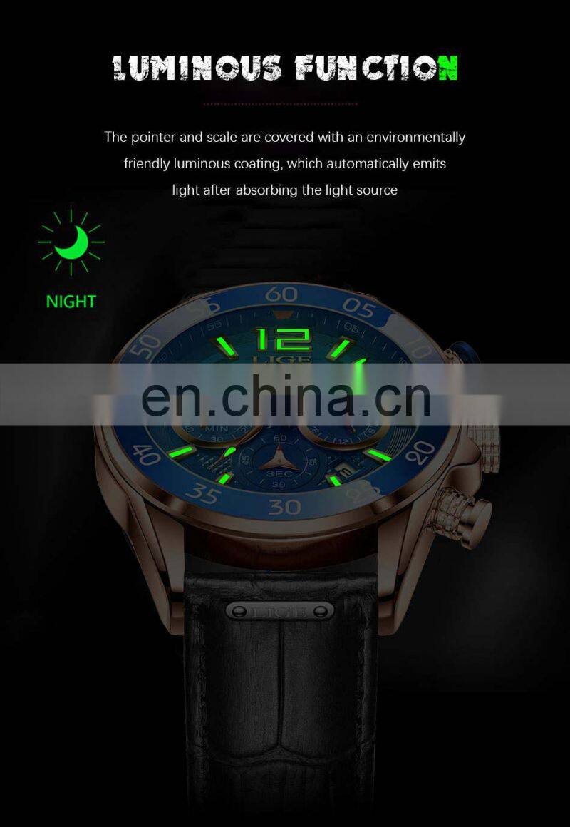 LIGE 8934 Fashion Mens Watches Top Brand Luxury Silicone Sports Watch Men Quartz Clock Waterproof watch lige