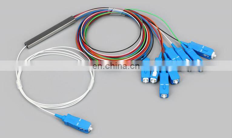 FTTH singlemode mini steel tube splitter SC UPC connector 0.9mm 2way 4way 8way 1X2 1X4 1X8 1x16 PLC Splitter lgx