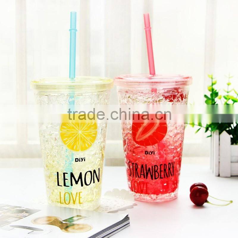 Plastic Tumbler Cup with Lid and Straw