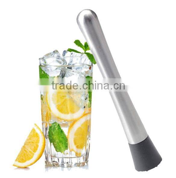 430 stainless steel bar&ice&drink & cocktail muddler with Stainless Steel Straws