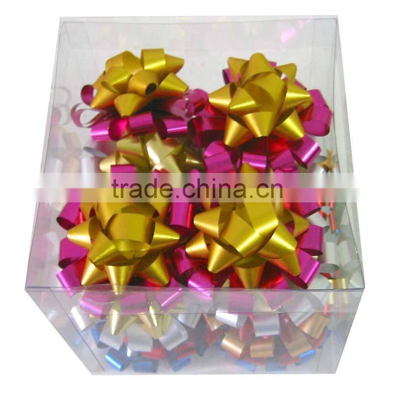Star Bow with LED Light for Gift Packaging or Holiday Decoration/4.5" solid foil Glitter ribbon star bow
