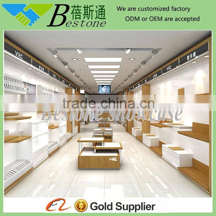 colorful wooden kids shoe rack cabinet for retail store display