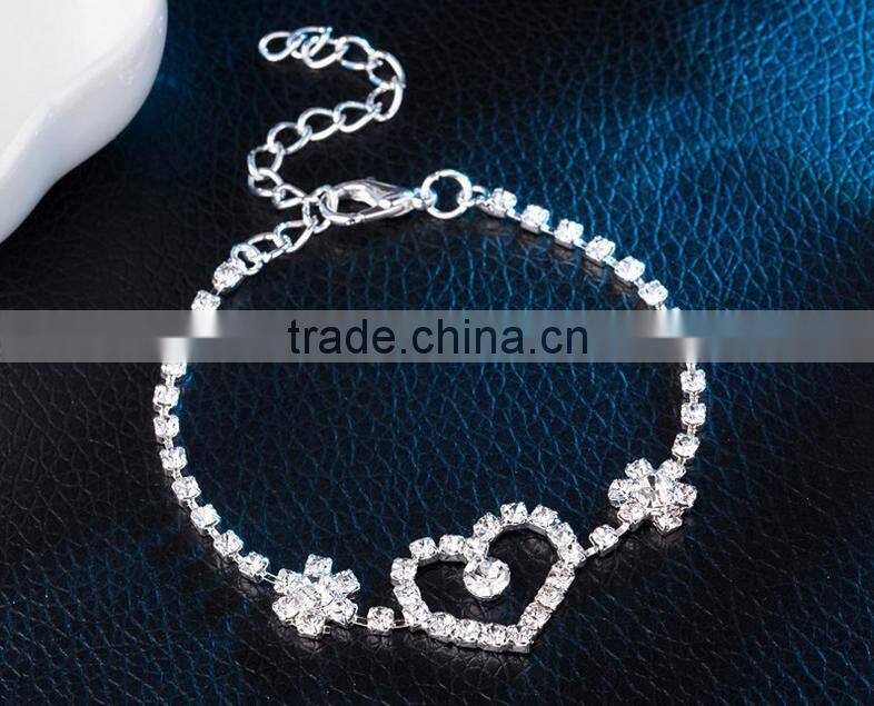 Romantic Heart Shape Bracelet Silver Plated Bracelet for Lover Wedding Gift