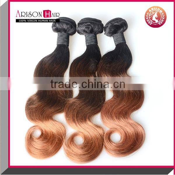 1b/4/30 Fashion 3Tone ombre brazilian virgin human hair cheap hair weaving