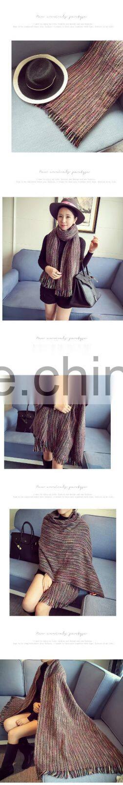Wholesale New Winter Colorful Striped Fashion Ladies Cashmere Scarf