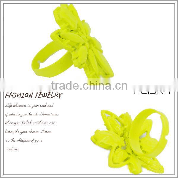 FLOWER SHAPED GOLD RING WITH ENAMEL,BRIGHT COLORED RING