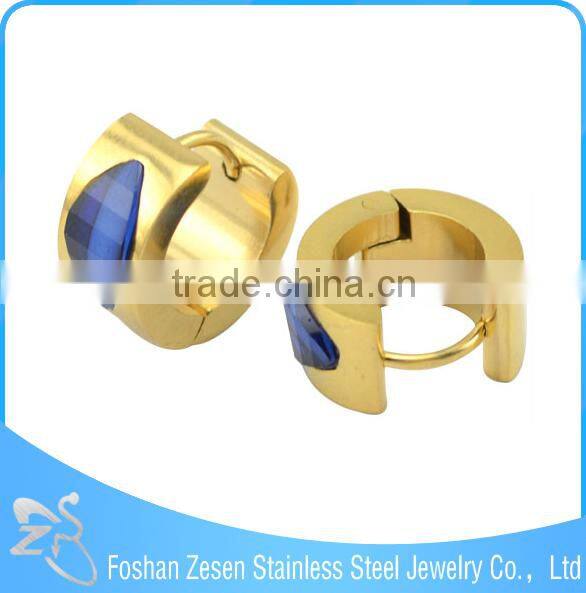 ZS13059 stainless steel rhinestone hoop earring wholesale china trendy simple gold earring