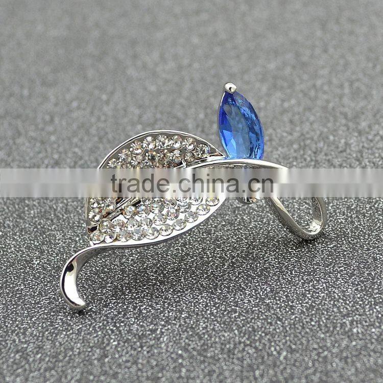 Upscale Full Drill Leaves European And American High-End Suits Accessories Zircon Brooch