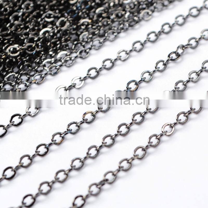 14 Inch Dark Antique Silver Plated Copper Finished Chain Necklace Finding Flat Cable Chain Losbter Clasp
