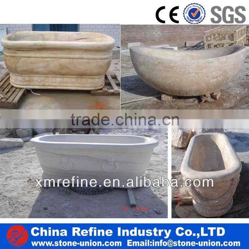 White marble stone bathtub