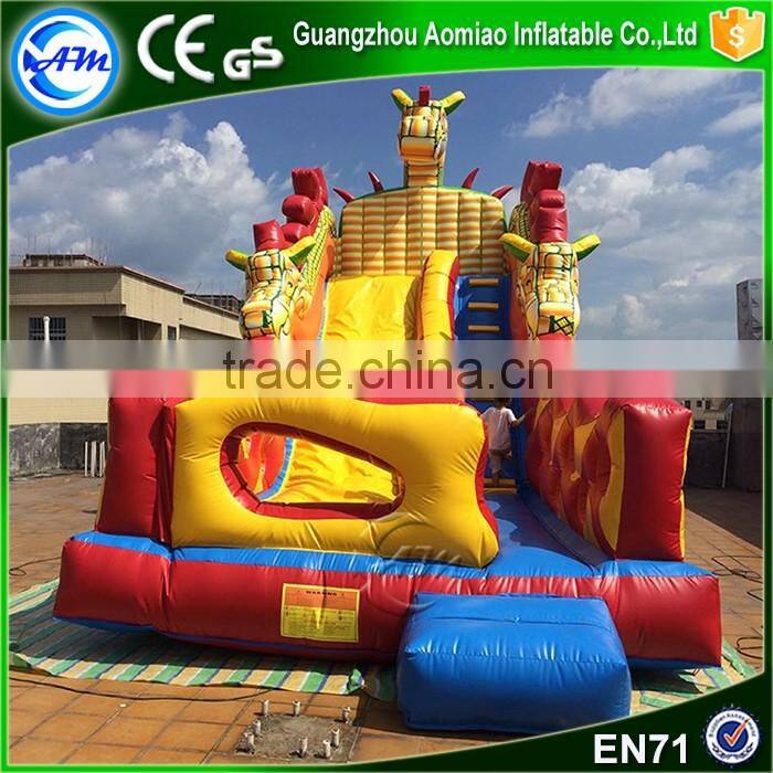 Cartoon inflatable dragon city playground slide inflatable zenith dragon for kids