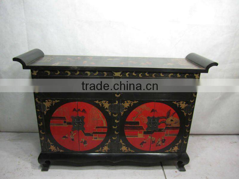 chinese antique two door two drawer small cabinet