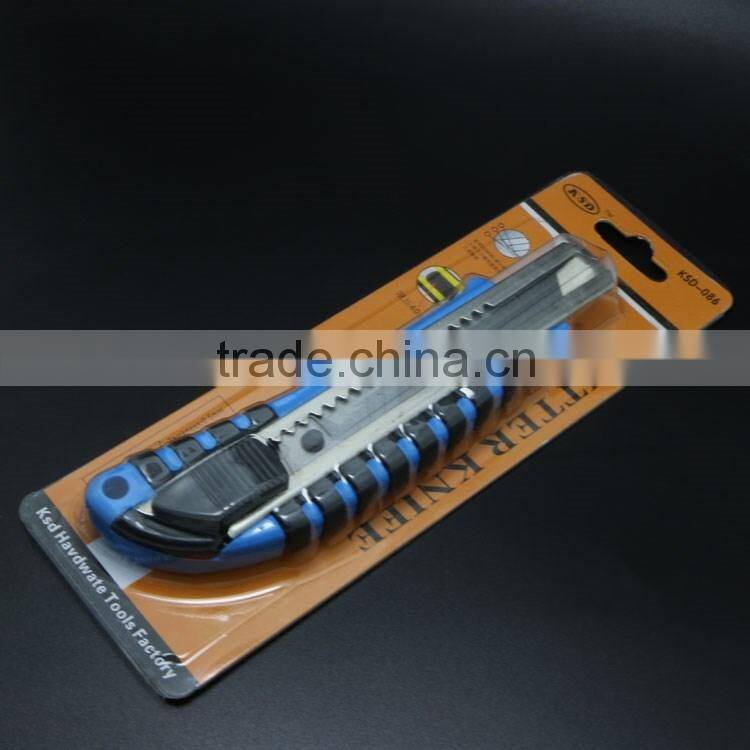 2016 popular cutter knife 18mm utility knife pocket plastic steel utility knife