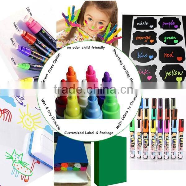 Kids Paint marker pen sales 3/6/8/10/15mm tips imported ink car painting liquid chalk markers 8-19colors 2017 unique markers