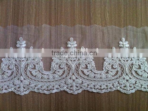 High quality border embroidered lace for bridal dress