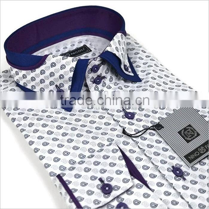 Men's Shirts Paisley Casual Men's Shirt double collar man shirt - mens long sleeve shirt