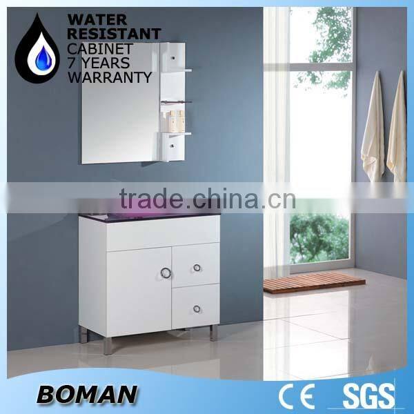 wall hung pvc bathroom stone wash basin cabinet