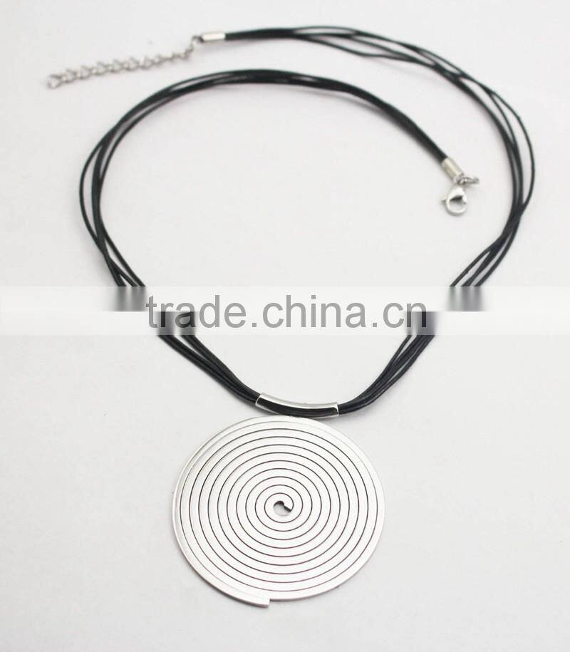 Rope Chain Stainless Steel Large Round Pendant Necklace
