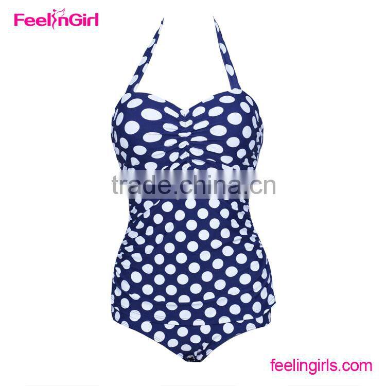 Plus size high cut pretty one piece swimsuit