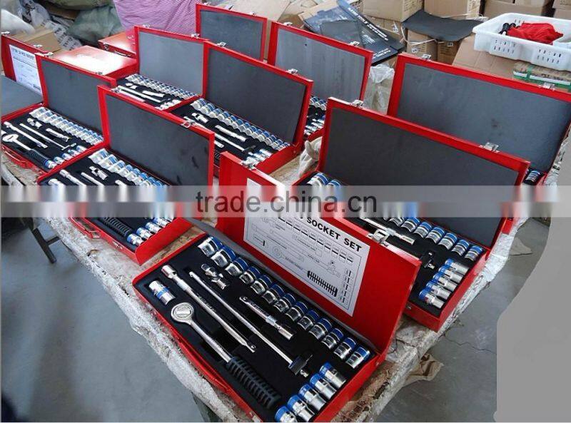 Chrome vanadium 12pcs socket set with red rim