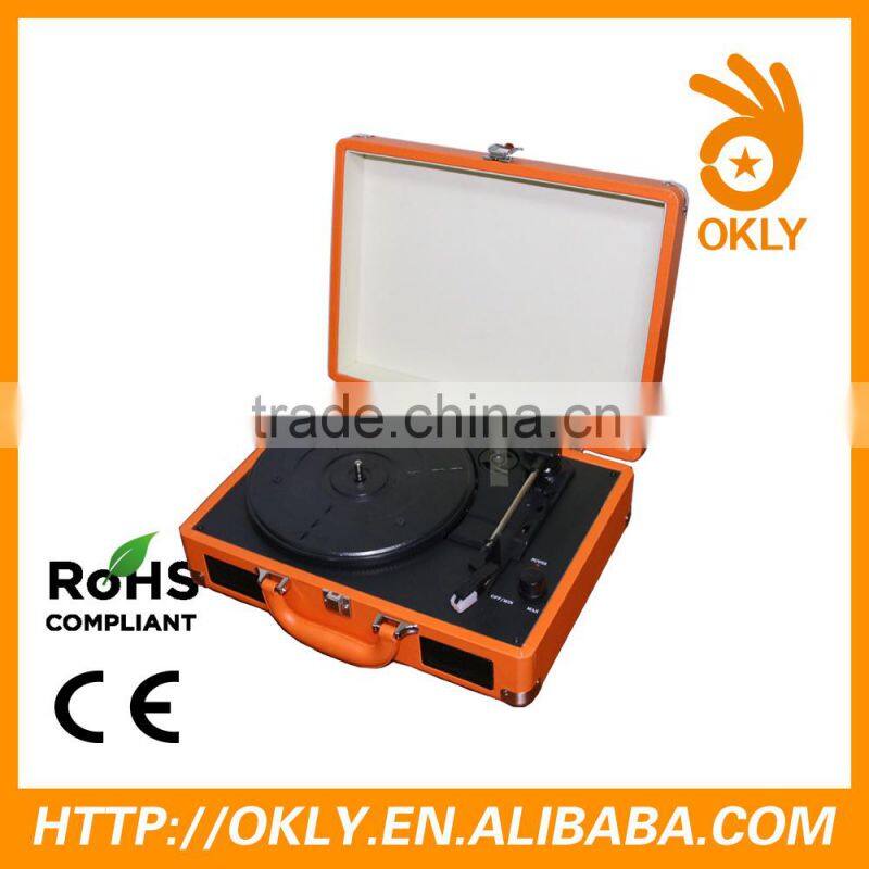 3.5mm headphone jack vintage vinyl turntable record player with Aux in