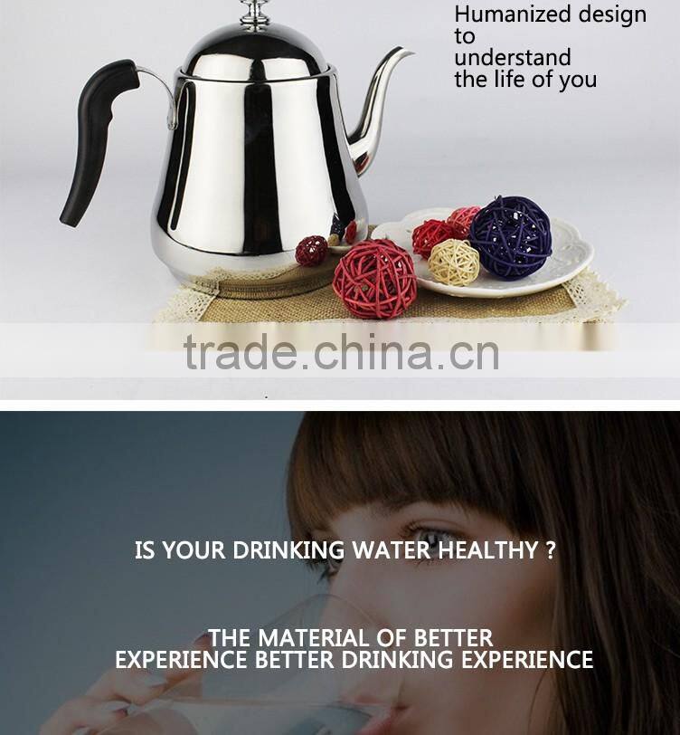 2L polished finish comfortable pouring stainless steel water kettle with filter screen and riveted PP handle