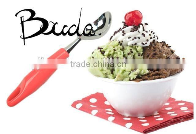 8" Good quality hot sell plastic and aluminium handle ice-cream spoon BD-T300