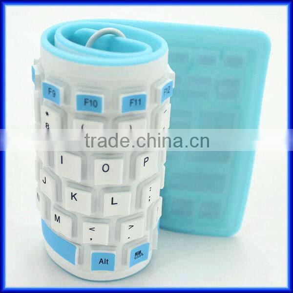 Hot sell wireless silicone waterproof soft bluetooth keyboard for ipad, Multi-color foldable soft computer bluetooth keyboard