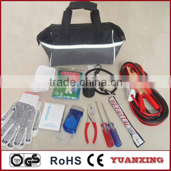 auto emergency tools pack with first aid kit