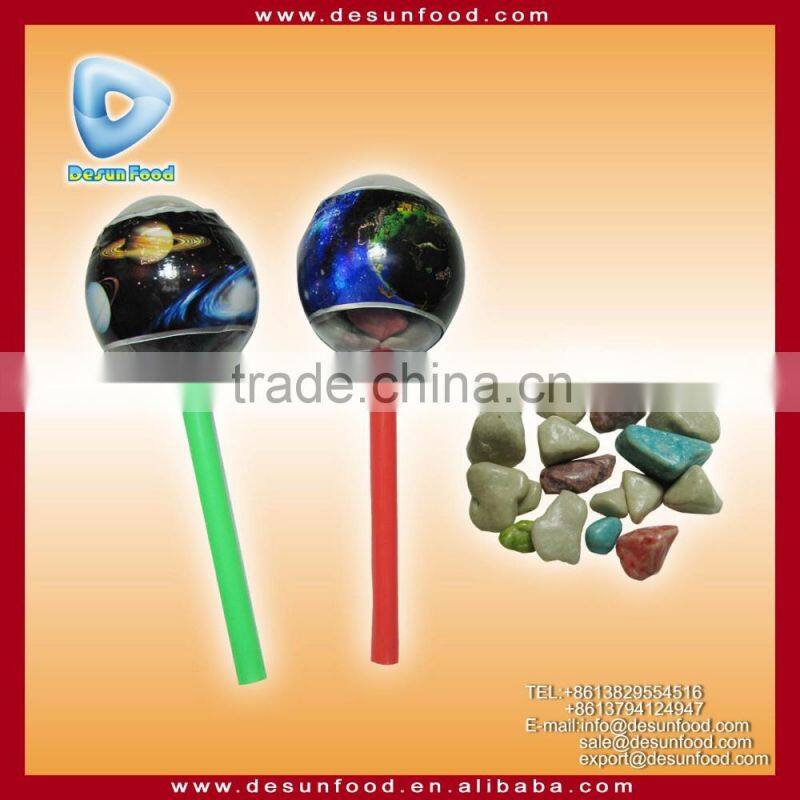 milk flavor stone candy in planet lollipop package