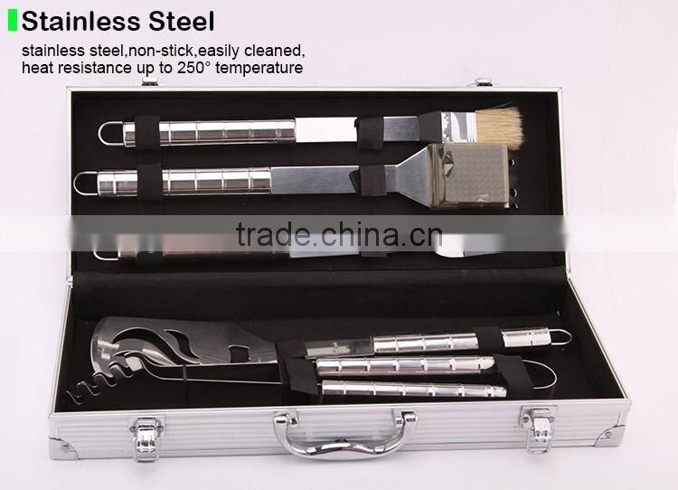 5 Piece Grilling Tools Set includes Fork Spatula Tongs Wire Brush & Carrying Case