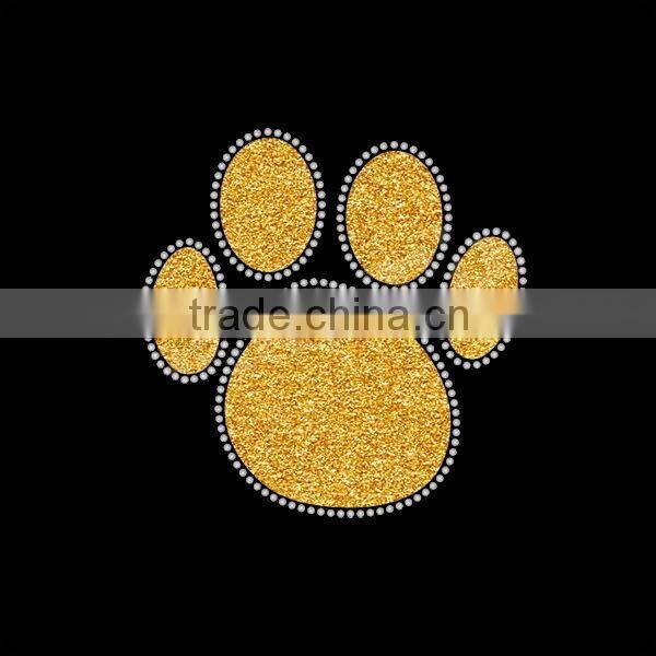 korea quality heat transfer vinyl gold glitter film with crystal rhinestone