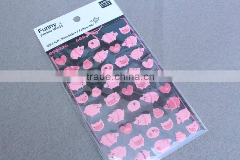 heart felt sticker,animal felt sticker,kids DIY sticker