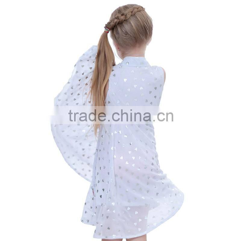 Fashion design wholesale little baby girls sleeveless dresses with print heart